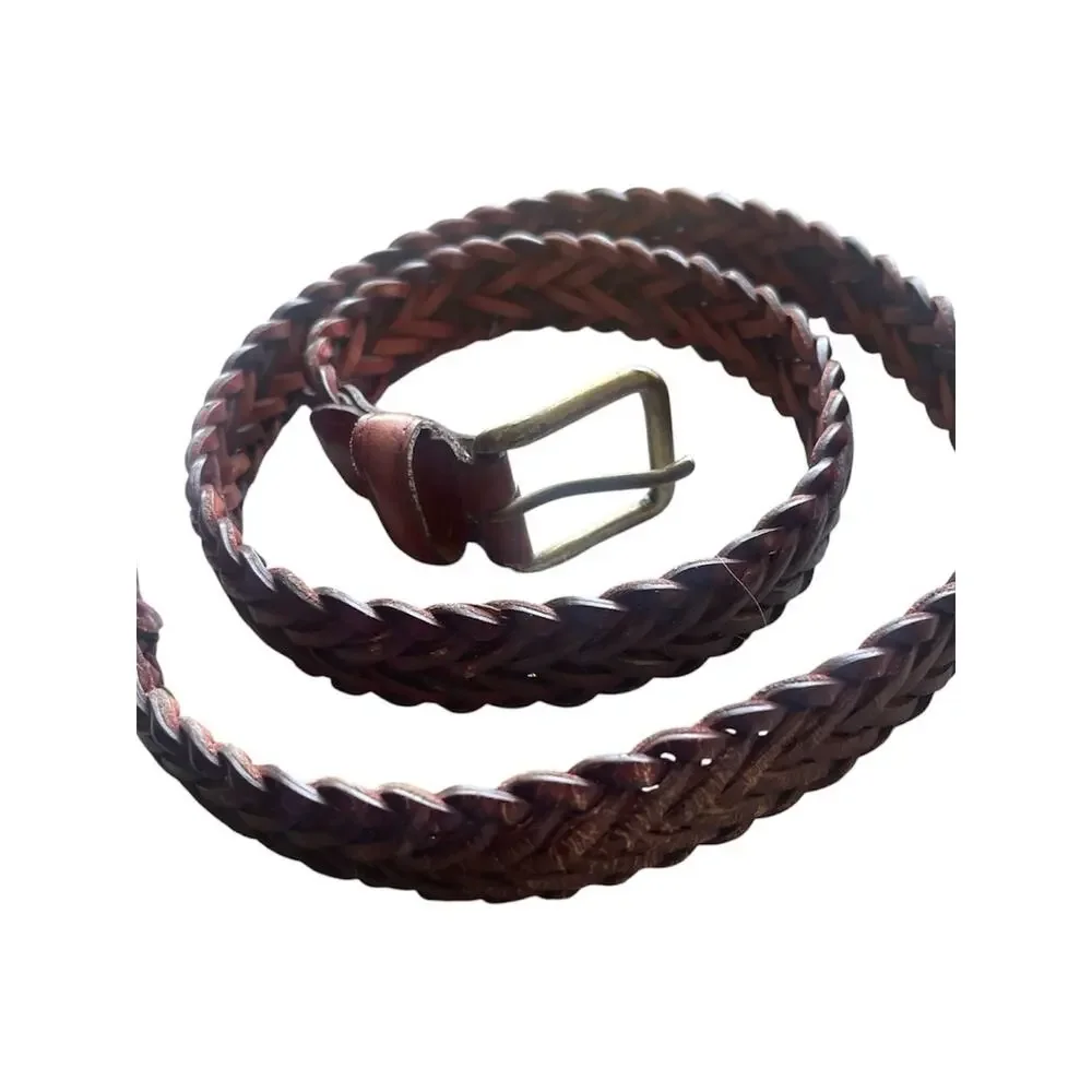 Men's Braided Leather Belt in Brown, 36”